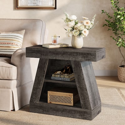 3-Tier End Table, Modern Side Table with Storage Shelf