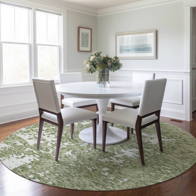 Machine Washable Indoor/ Outdoor Abstract Pixels Chantille Rug