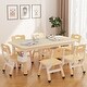 preview thumbnail 1 of 19, Kids Table and 4 Chairs Set with Graffiti Desktop Height Adjustable Natural