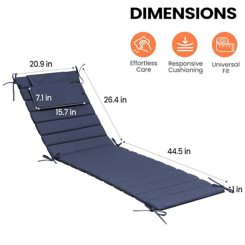 Pellebant Outdoor Chaise Lounge Cushions Patio Lounger Pad with Straps
