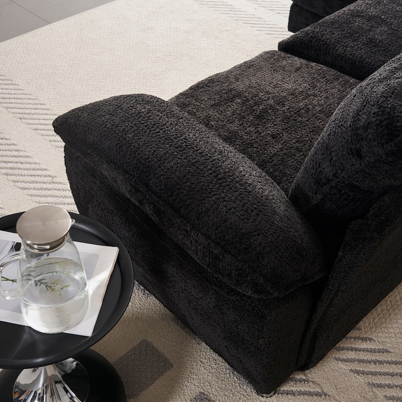 Modern Deep 3-Seat Sofa Couch with Ottoman
