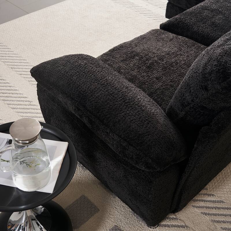 Modern Polyester Deep 3-Seater Sofa Couch with Ottoman