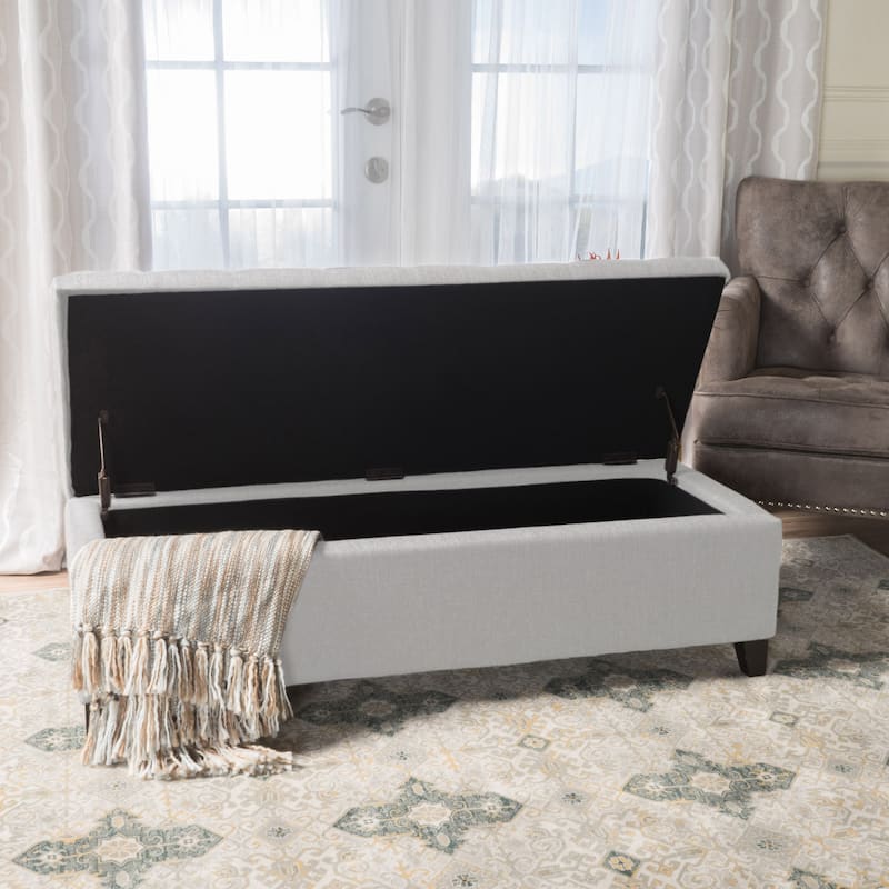 Mission Tufted Fabric Storage Ottoman Bench by Christopher Knight Home