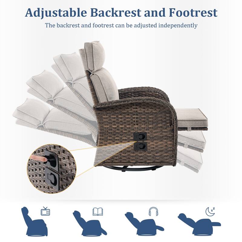 Pocassy Swivel Reclining Chair Lounge Chair with Adjustable Backrest