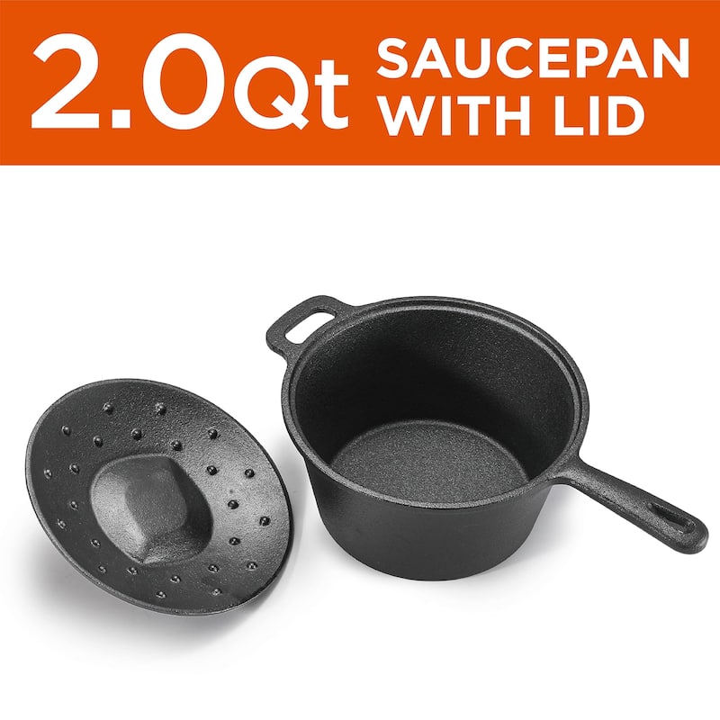 2.0 Qt Cast Iron Saucepan with Lid