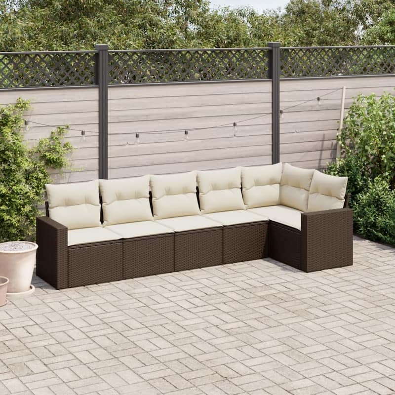 vidaXL Garden Sofa Set Brown PE Rattan Large Modular Garden Sofa Set - 24.4 x 25.8 x 27.2