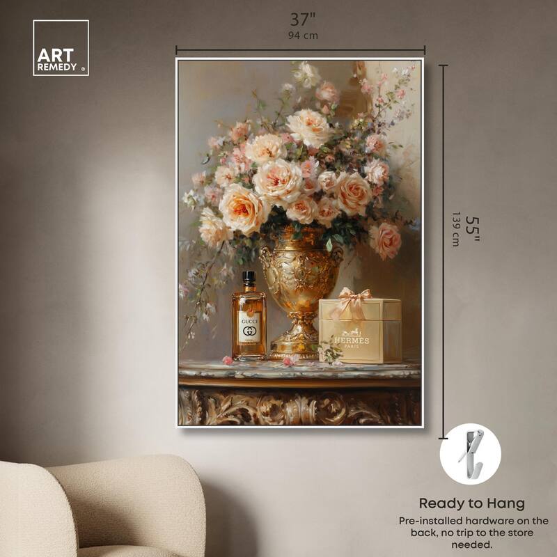 Classical Vase Tans and Floral Canvas by Art Remedy