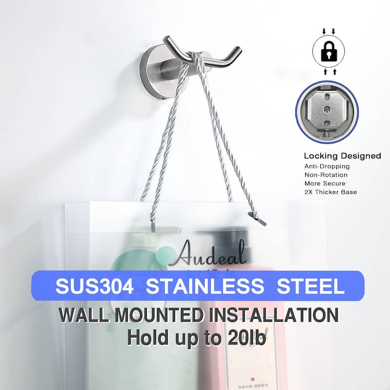 Wall Mounted 2 in 1 Towel Hook Robe Hook(set of 2)