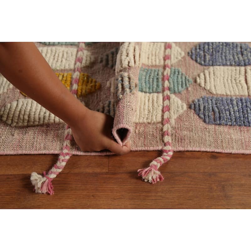 All-Over Moroccan Large Area Rug Hand-Knotted Wool Carpet - 11'7"x 16'1"