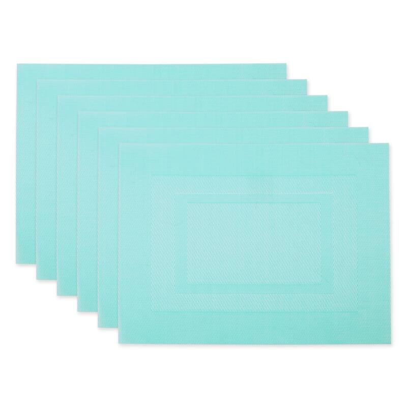 DII Sage Green PVC Doubleframe Placemat 6 Piece - Set of 6 - Aqua