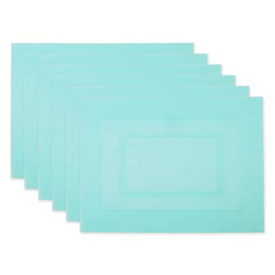 Double Frame Rectangular Placemats - 17.25" - Blue - Set of 6
