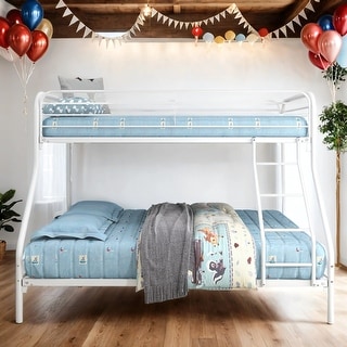 Twin-Over-Full Metal Bunk Bed with Enhanced Upper-Level Guardrail