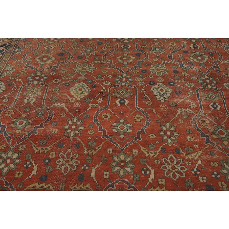 Hand Knotted Oriental 100% Wool Carpet Traditional Floral Oranges & Rust Sultanabad Area Rug - 9' 9'' X 8' 9''