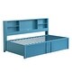 preview thumbnail 10 of 12, Twin Size Daybed Frame with Trundle - Metal - Blue