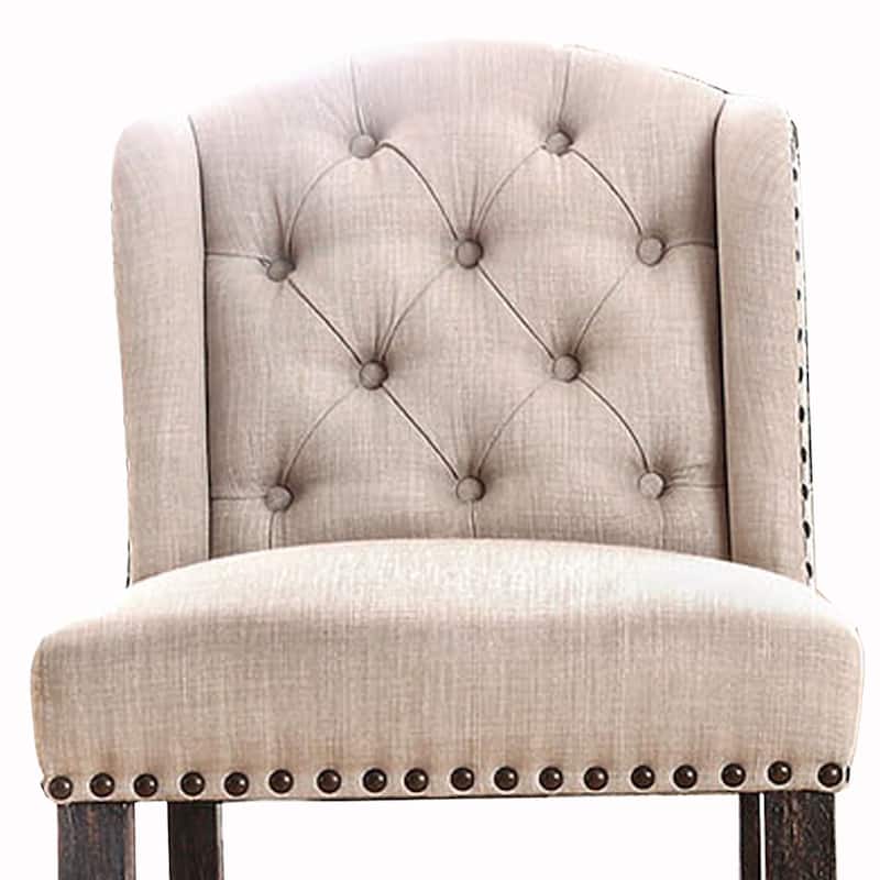 Black/Beige Fabric Upholstered Wood Frame Dining Chair, Sturdy Dining Chair for Dining Rooms - 23.5