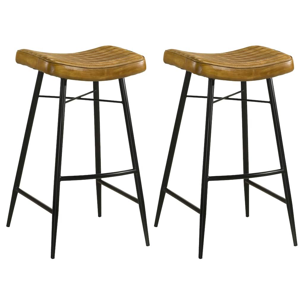 Bayu Leather Upholstered Bar Stool Antique (Set of 2) - 18.00'' x 19.00'' x 31.00''