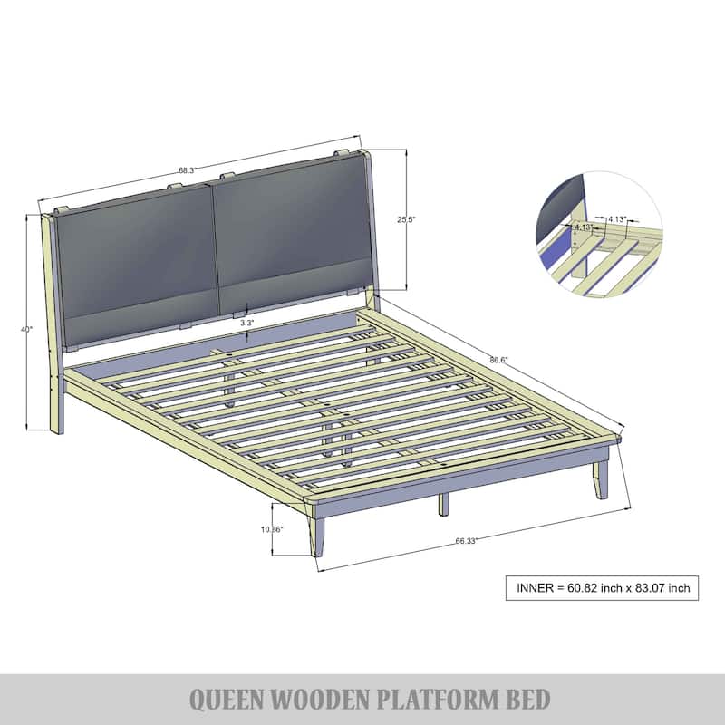 CraftPorch Mid-Century 4-pieces Wooden Bedroom Set