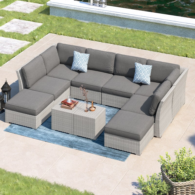 Corvus Oreanne 10-piece Brown Wicker Patio Furniture Set