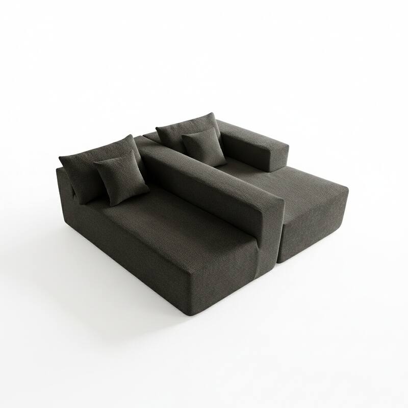 103.54" L-Shaped Modern High-Density Sponge Velvet Modular Sectional Sofa with Chaise & Pillows