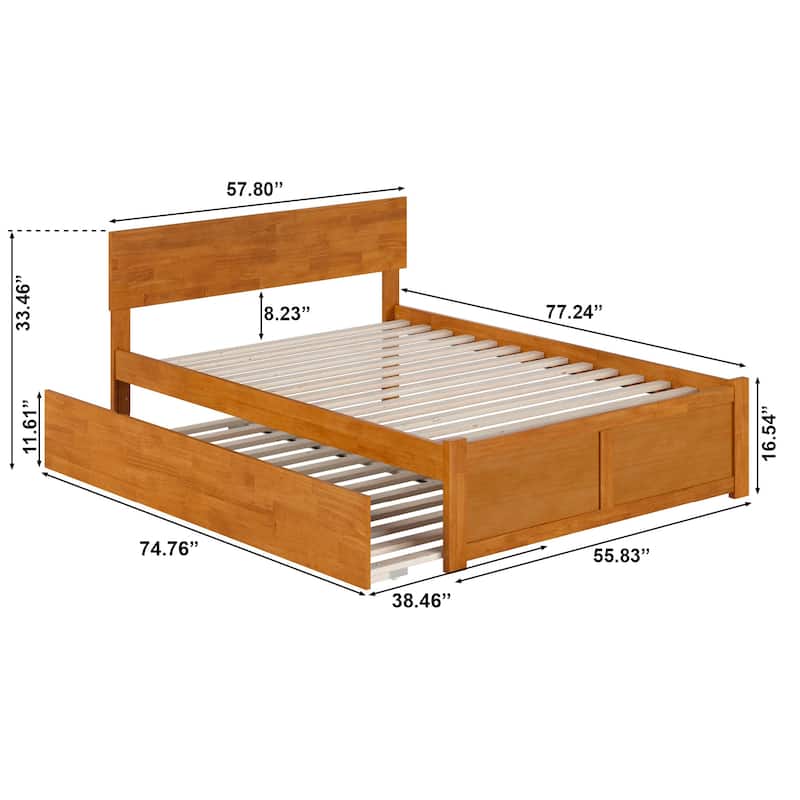 Orlando Platform Bed with Footboard and Twin Trundle Bed