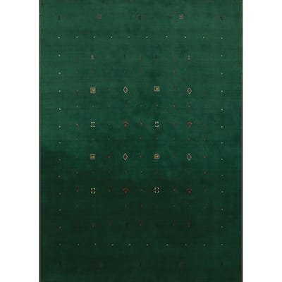 Hand Knotted Oriental 100% Wool Carpet Tribal Tribal Green Gabbeh Area Rug - 8' 0'' X 5' 8''