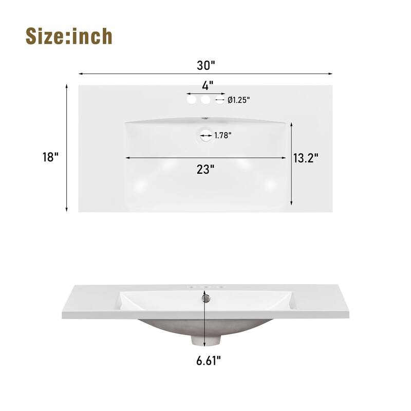 Merax 30" Grey Bathroom Vanity with Single Sink