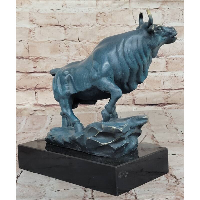 Standing Bull Bronze Sculpture - Powerful Animal Symbol Art By Milo