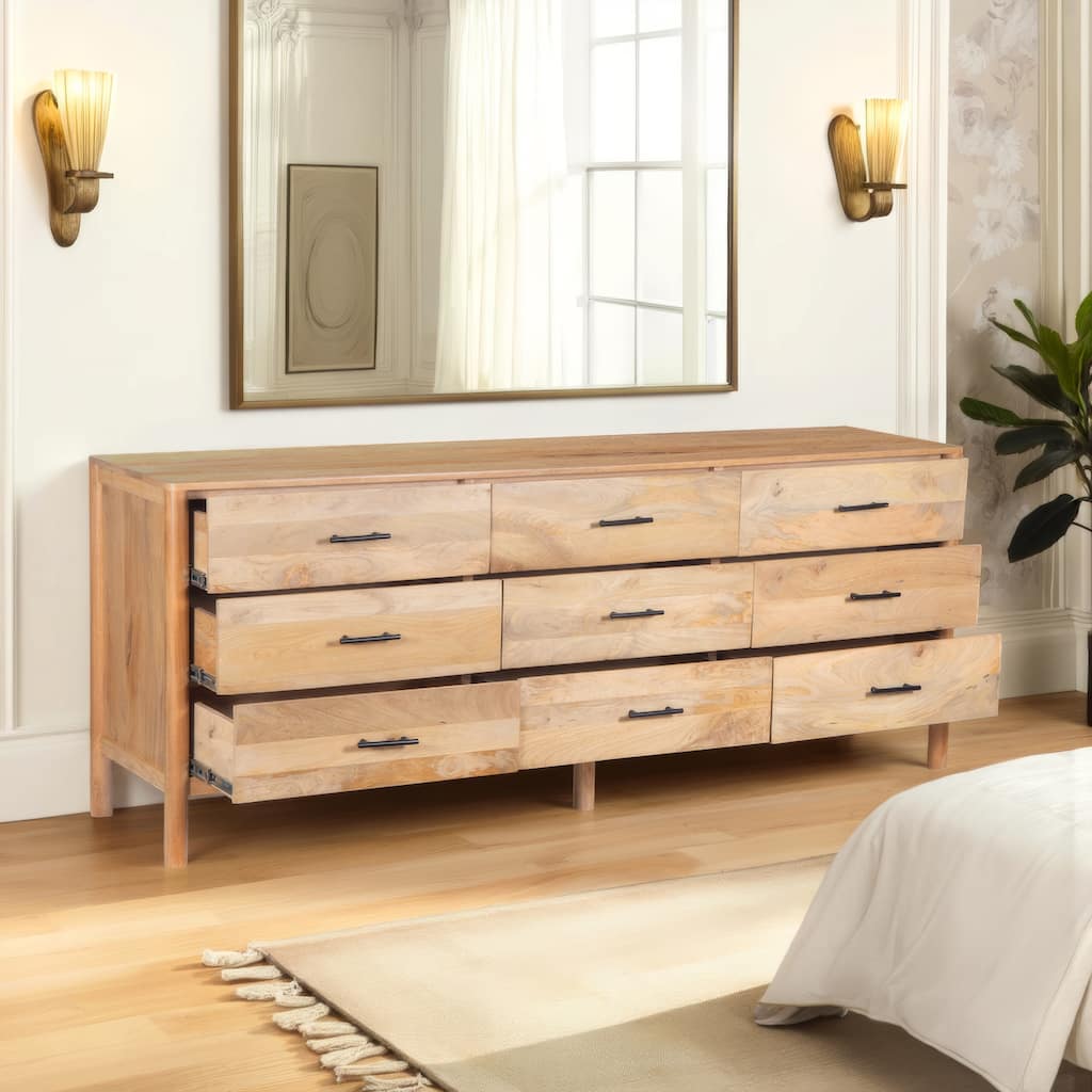 light wood dresser with black hardware Andrew & Wood Set of 2 Wood Dressers Light Oak main image 1