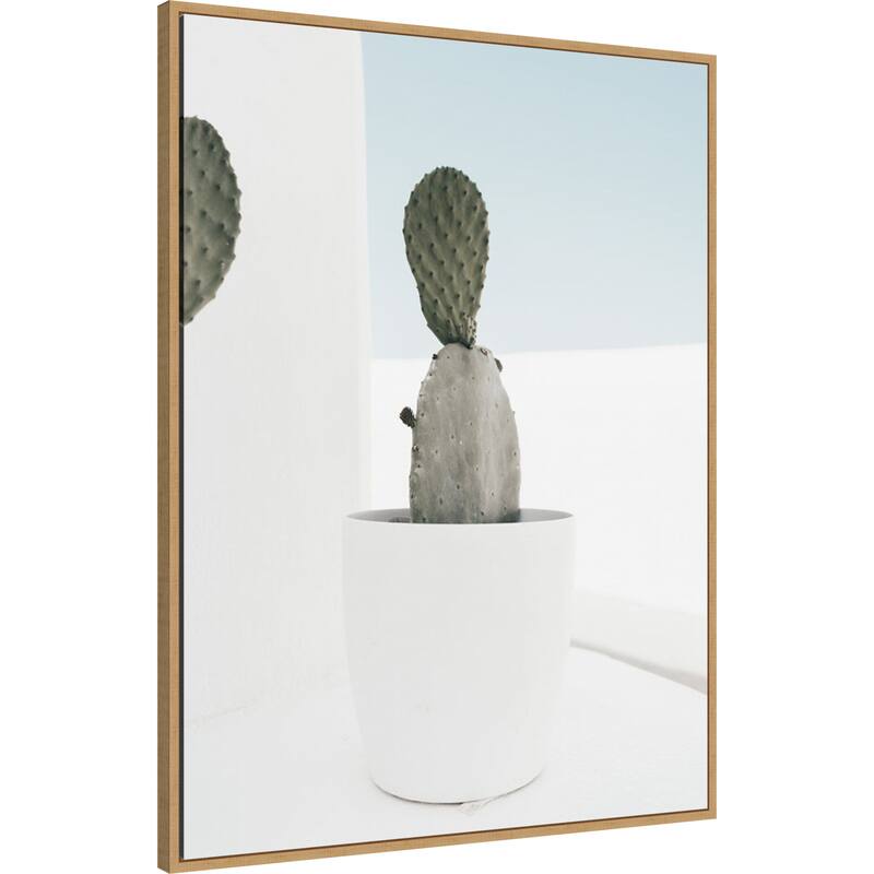 Minimal Cactus Santorini by Bella Eve Framed Canvas Wall Art Print - Sylvie Natural