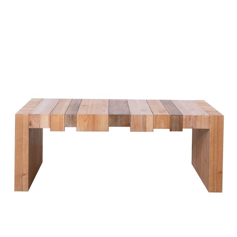 Rustic Rectangular Center Table Slatted Wood Coffee Table Versatile Accent Table with Realistic Wood Grain for Living Room
