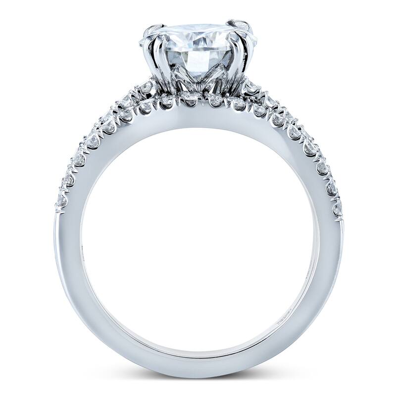 Annello by Kobelli 14k Gold 2 1/2ct TGW Forever One Moissanite and Lab Grown Diamond 3pc Bridal Rings Set DEF, VS