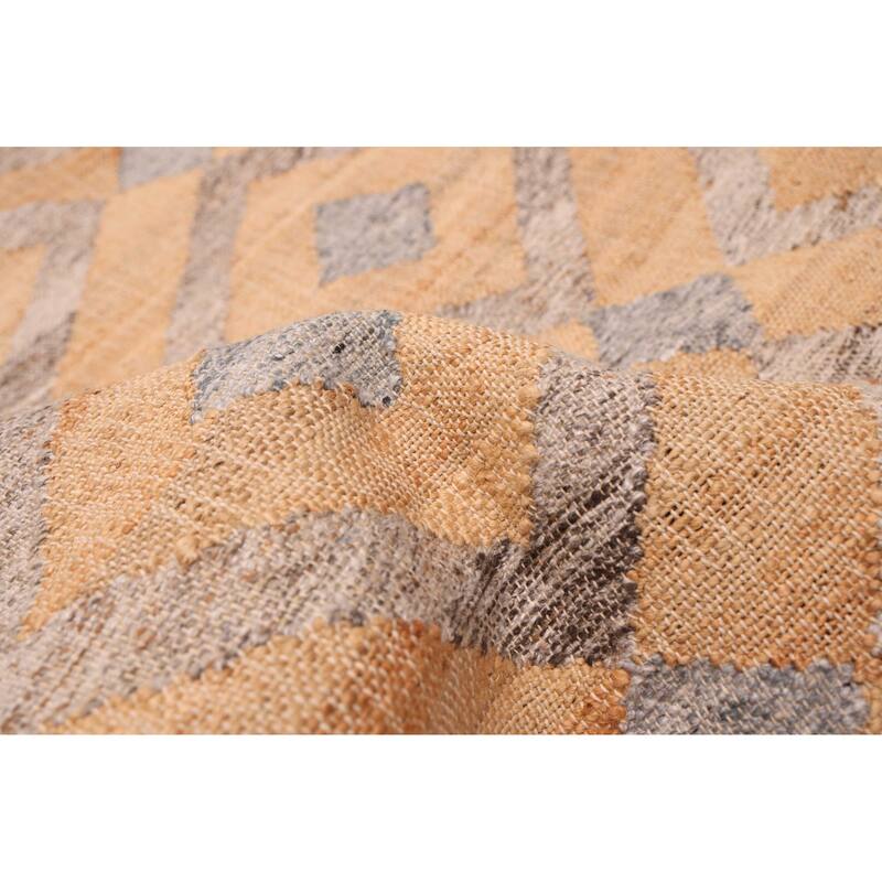 ECARPETGALLERY Flat-Weave Palas Denizli Tan Jute, Rayon Kilim - 5'4 x 7'4