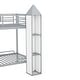preview thumbnail 8 of 7, Twin over Twin Castle-Shaped Bunk Bed with Wardrobe & Multiple Storage, Sturdy Metal Bunk Bed w/Guardrails&Staircase, Grey+White