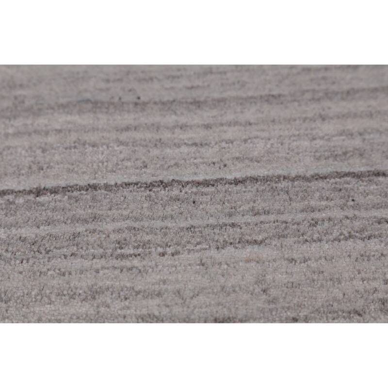 Silver Gray Gabbeh Indian Area Rug Handmade Striped Wool Carpet - 8'1" x 9'9"