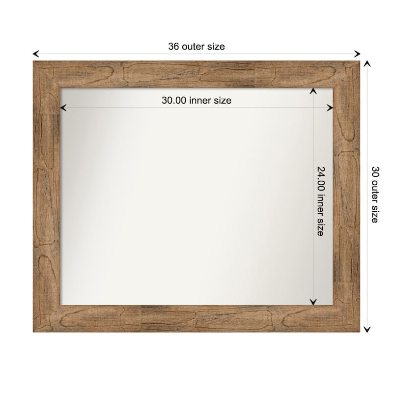 Owl Brown Framed Non-Beveled Custom Wall Mirror, Bathroom Vanity Mirror - Outer Size: 35.5 x 29.5