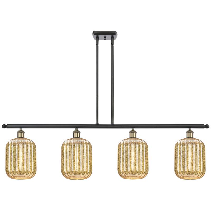 Innovations Lighting Endless Possibilities Ballston - Preston - 4 Light 48" Jar Shade Stem Hung Island Light - Mercury/Black Antique Brass