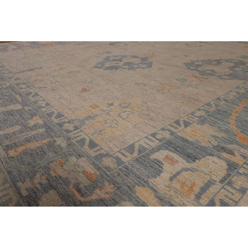 Oushak Turkish Rug Handmade Vegetable Dye Transitional Wool Carpet - 9'2"x 11'8"