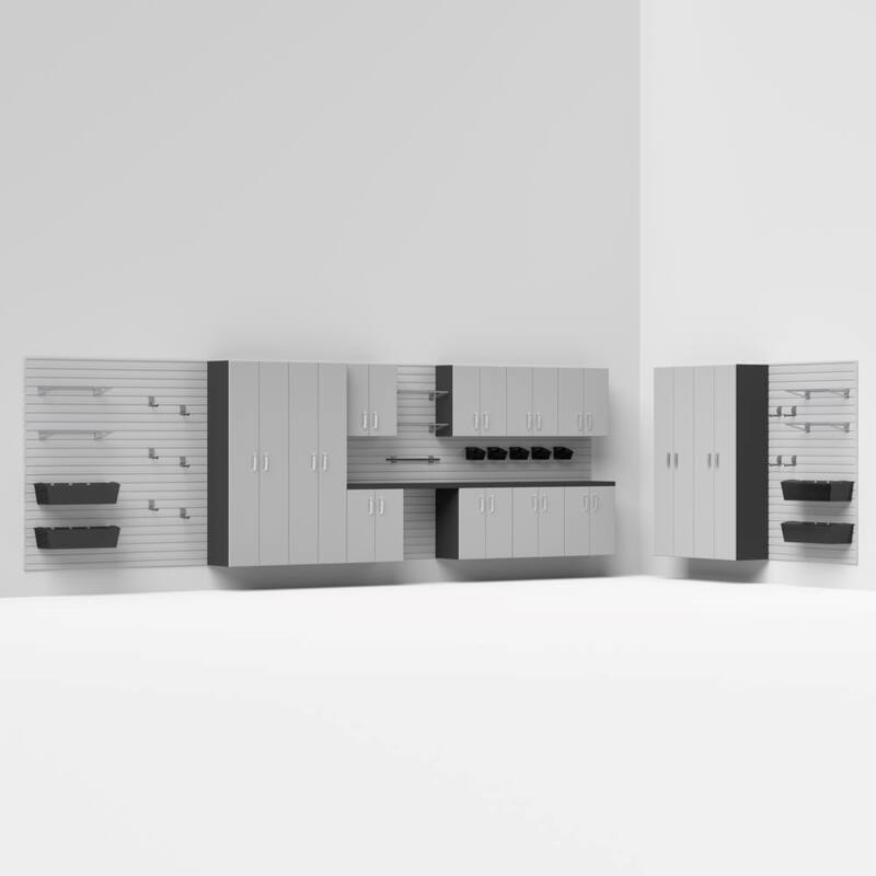 Flow Wall 42pc PVC Indoor Garage Cabinet Organization Set - Silver