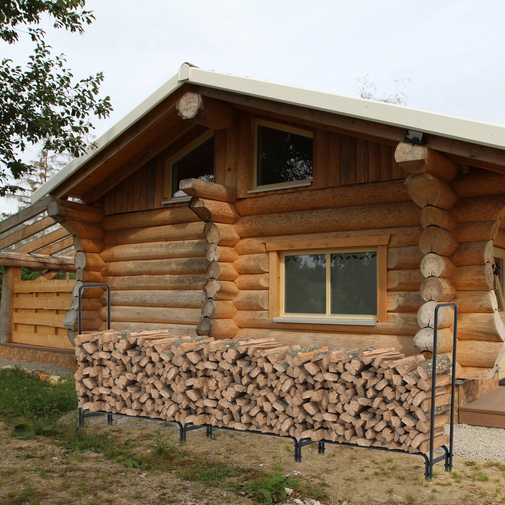 Metal house log clearance holder