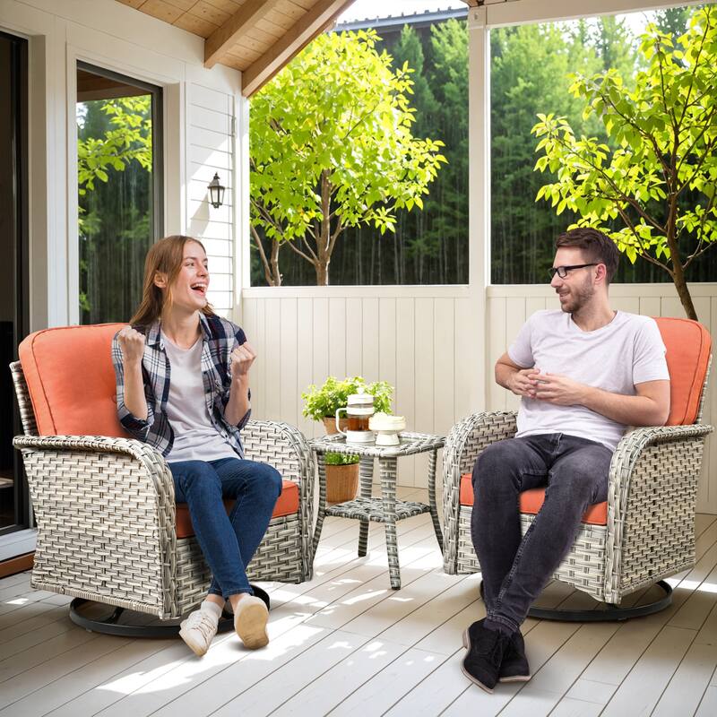 XIZZI 9-piece Patio Furniture Outdoor Wicker Chair Set with Fire Table