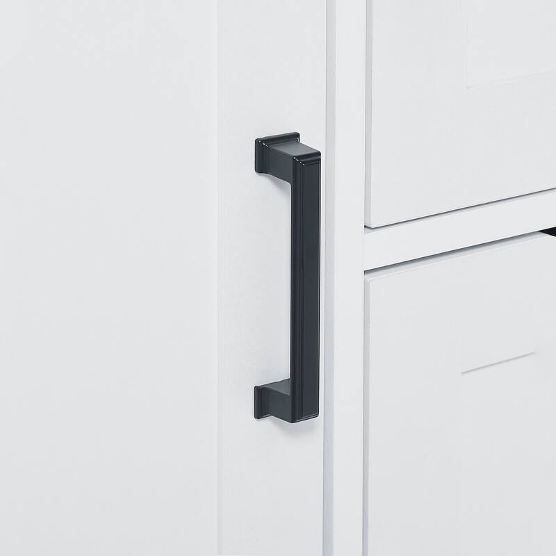 Freestanding Style Versatile White Storage Cabinets with 2 Drawers, 2 Cabinets, 4 Open Shelves and Adjustable Shelf