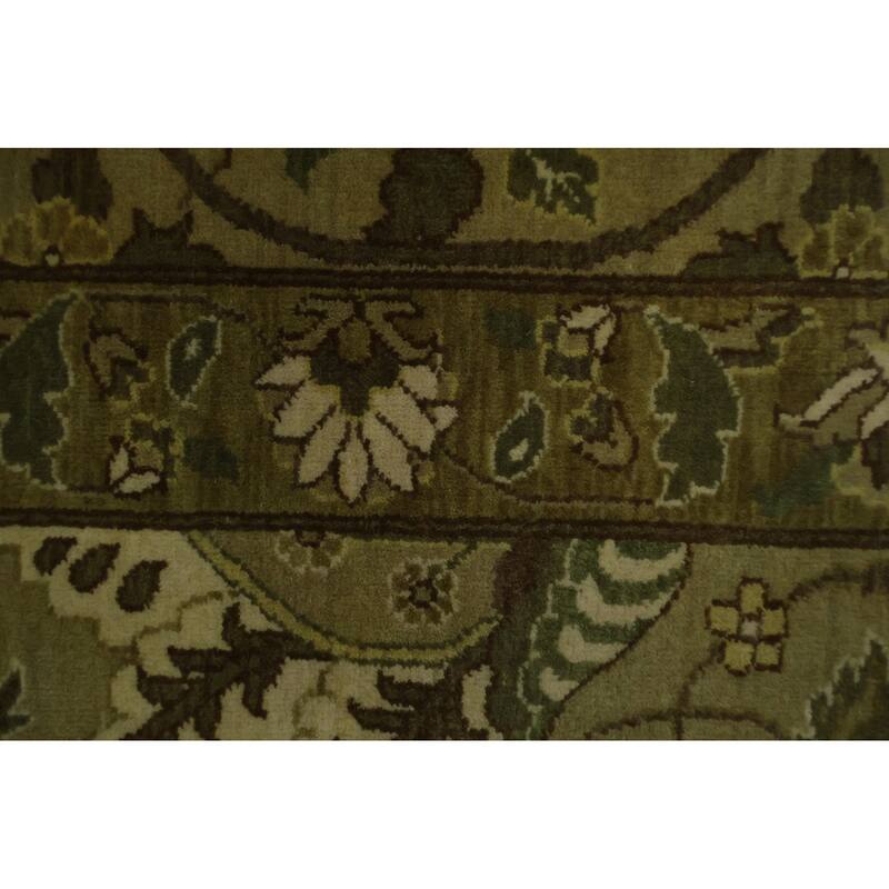 Hand Knotted Oriental 100% Wool Carpet Traditional Traditional Green Agra Area Rug - 13' 10'' X 10' 0''