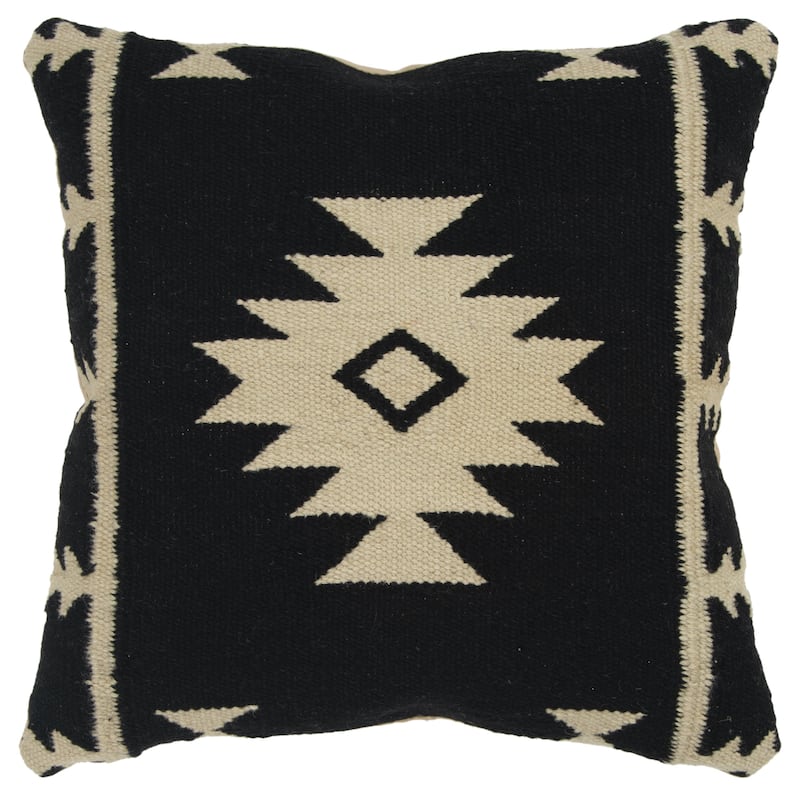 Rizzy Home Southwest Hand-crafted Square Throw Pillow - Polyester - Black