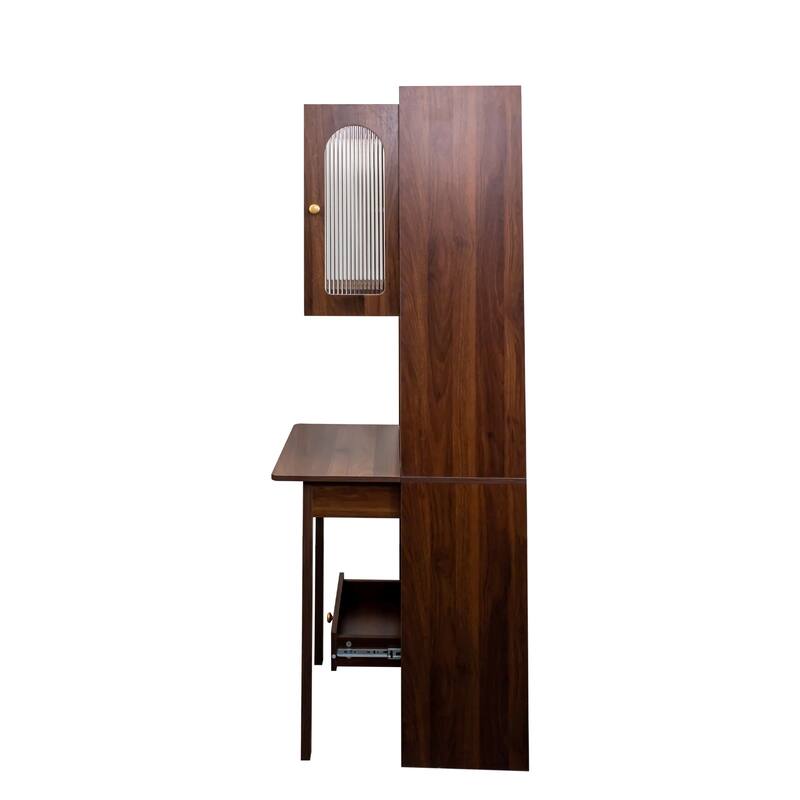 Fold-out Writing Table Convertible Cube Storage Cabinet with Closed Storage Shelf and Drawer Home Office Workstation