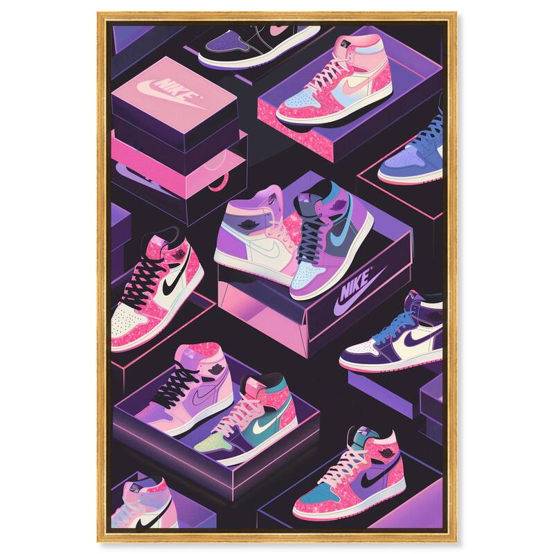 Neon Pastels Sneakers Canvas by Art Remedy - 10" x 15" - Gold