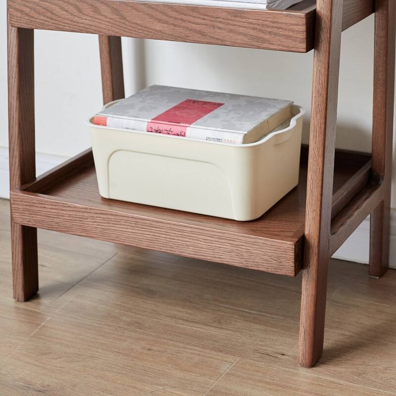 Solid Oak Wood Ladder Shelf,3-Tier Storage for Home & Office