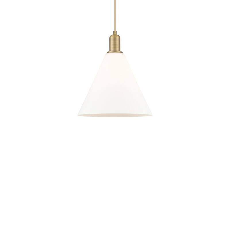Innovations Lighting 716-1P-14-12 Berkshire Glass Pendant Berkshire - Brushed Brass / Matte White