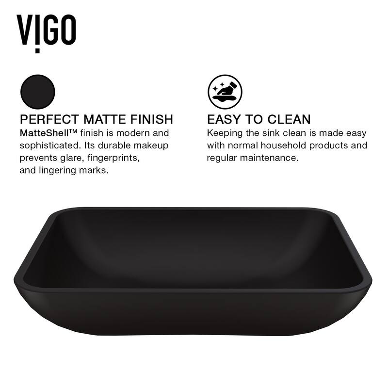Vigo VGT2047 Matte Shell Sottile Glass Rectangular Vessel Bathroom