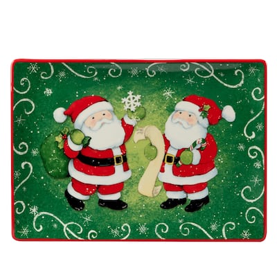 Certified International Holiday Magic Santa 14" x 10" Rectangular Serving Platter