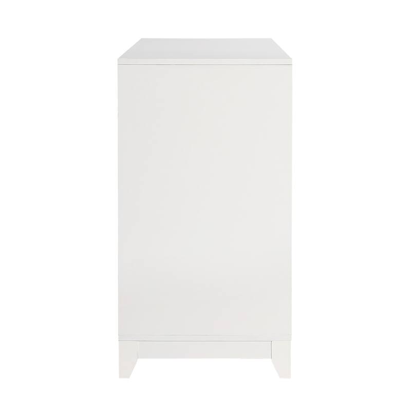 White 59.1" TV Stand Console Cabinet with 2 Spacious Storage Space and Solid Wood Legs for TVs Up to 65"